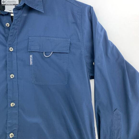 Columbia Navy Blue Long Sleeve Mens Casual Long Sleeve Shirt Size L - Picture 6 of 15